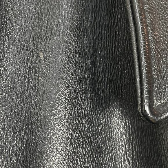 J. Crew‎ Leather Jacket Car Coat Men Black Size XL Wool Lining Lapel Button-Up - Picture 9 of 16